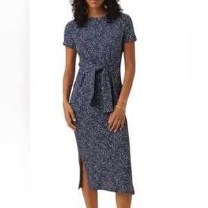 Amour Vert Teal, White & Black Floral Short-Sleeve Maxi Dress